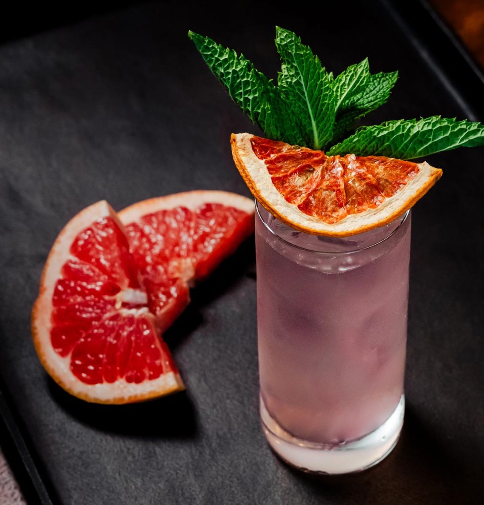 21 Seeds Paloma with 21 Seeds Grapefruit Hibiscus Tequila, fresh-pressed lime juice, and agave, finished with Fever Tree Sparkling Pink Grapefruit Soda
