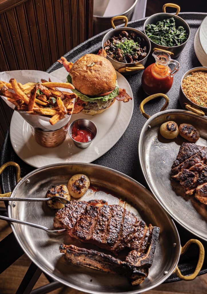 A power lunch at Harry’s might include Prime steaks, chops, and a superb dry-aged burger